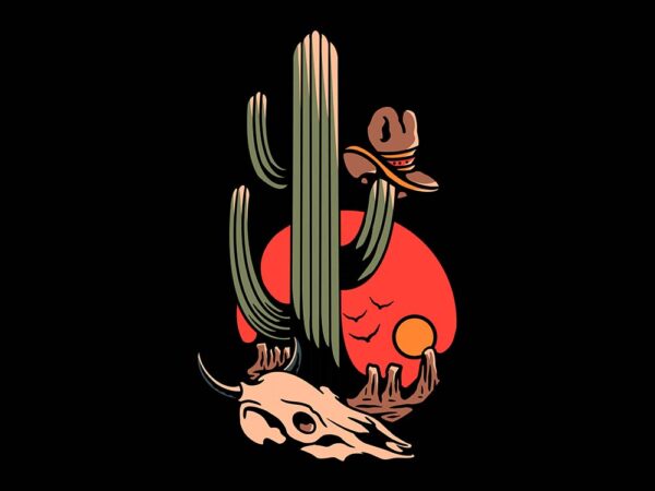 Cowboy cactus t shirt vector file