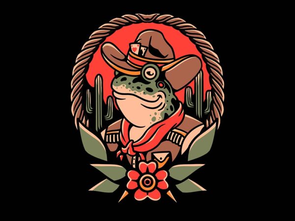 Cowboy frog t shirt vector file