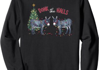 donk the halls christmas donkeys tangled in christmas lights Sweatshirt