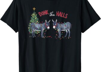 donk the halls christmas donkeys tangled in christmas lights T-Shirt