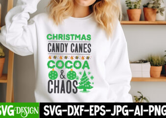 Christmas Candy Canes Cocoa & Chaos T-Shirt Design, Christmas,Christmas t-Shirt Design, Christmas SVG Bundle,Christmas Svg Cut Files, Merry