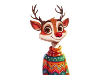 funny cartoon reindeer wearing colorful