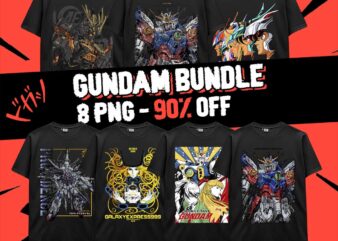 Gundam Anime Manga Bundle 8 PNG Robot Gundam Design POD TShirt Poster Download