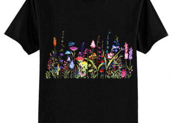 hand painted colorful wild flower field Classic T-Shirt