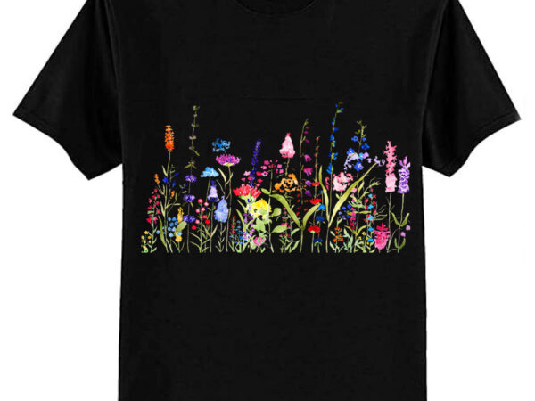 Hand painted colorful wild flower field classic t-shirt