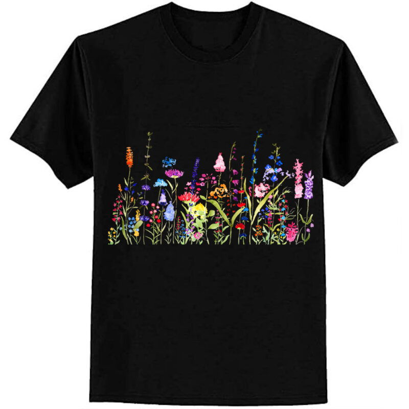 hand painted colorful wild flower field Classic T-Shirt