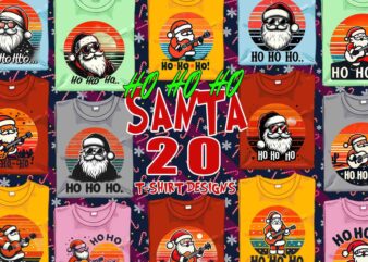 Christmas Santa Claus t-shirt design bundle of 20 designs – download instantly Christmas 2024