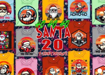 Retro Christmas Santa Claus t-shirt design bundle of 20 designs – download instantly Retro Vintage T-shirt