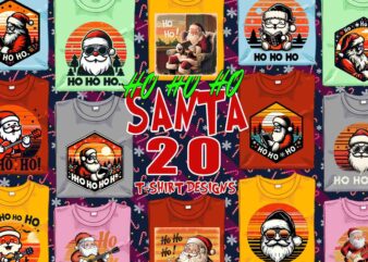 Popular Christmas Santa Claus t-shirt design bundle of 20 designs – download instantly