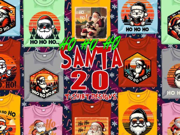 Popular christmas santa claus t-shirt design bundle of 20 designs – download instantly