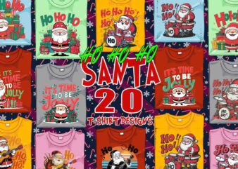 Retro Christmas Santa Claus t-shirt design bundle for Christmas 2024