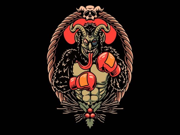 Krampus boxing t shirt vector art