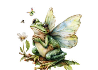 little frog fairy watercolor clipart