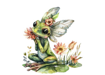 little frog fairy watercolor clipart