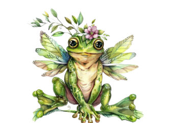 little frog fairy watercolor clipart