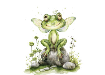 little frog fairy watercolor clipart