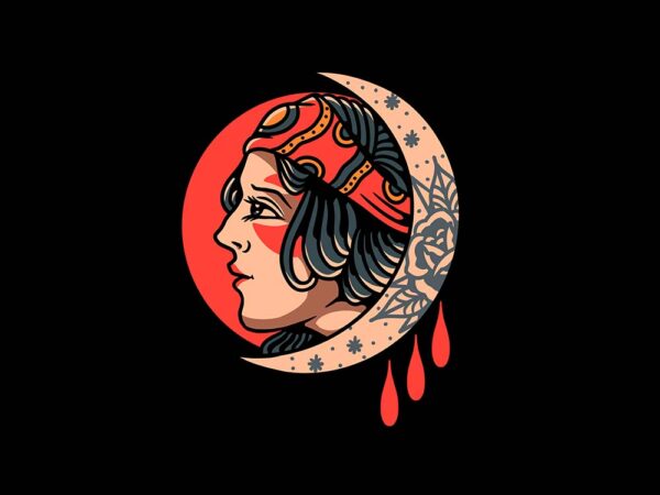 Moon lady t-shirt design