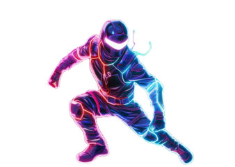 neon gaming cartoon hero T shirt vector artwork