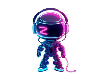 neon gaming cartoon hero