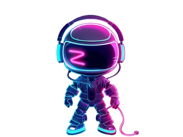 Neon gaming cartoon hero T shirt vector artwork