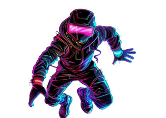 neon gaming cartoon hero