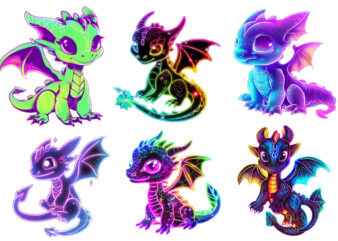 neon baby cartoon dragon