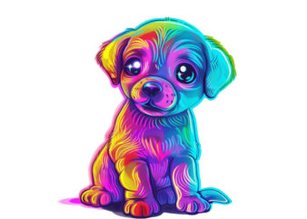 neon cartoon character baby dog