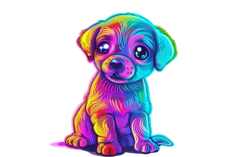 neon cartoon character baby dog