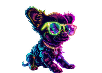 neon cartoon character baby dog