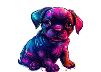 neon cartoon character baby dog