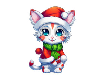 neon christmas cartoon cat Sublimation