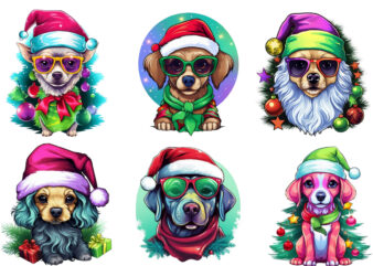 neon christmas cartoon lady dog Sublimation