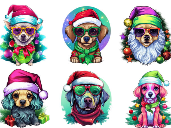 Neon christmas cartoon lady dog sublimation T shirt vector artwork