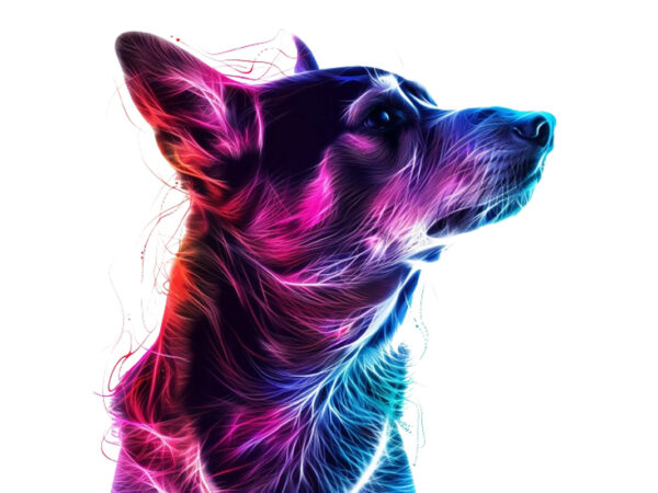 Neon dog sublimation T shirt vector artwork