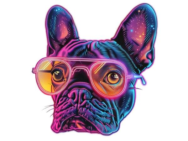 Neon dog sublimation T shirt vector artwork