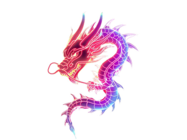 Neon dragon T shirt vector artwork