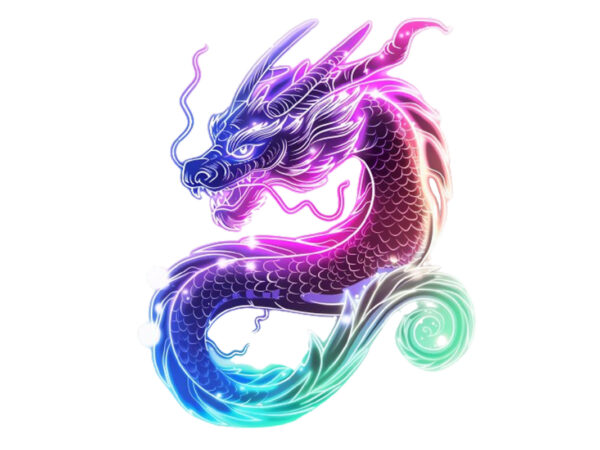 Neon dragon T shirt vector artwork