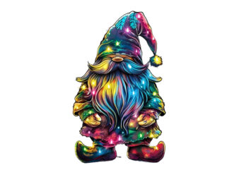 neon funny cartoon christmas gnome