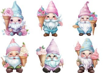 pastel gnome with ice cream sublimation