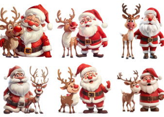 cartoon Santa Claus with reindeer t shirt vector file