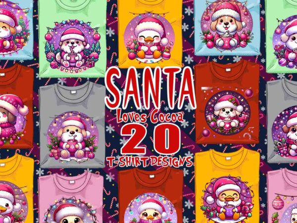 Santa claus drinking cocoa t-shirt design bundle