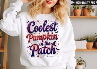 Coolest Pumpkin in the Patch T-Shirt Design, Halloween t-shirt design,halloween,Halloween t-Shirt Design bundle,Happy halloween t-shirt