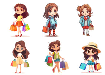 shopping girl t shirt template vector