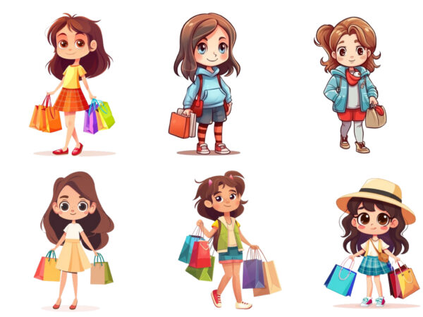 Shopping girl t shirt template vector