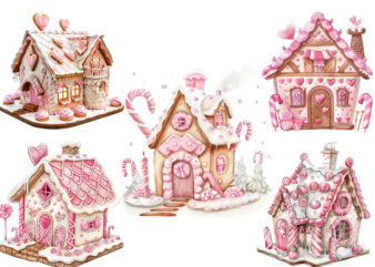 sweet pink gingerbread house sublimation t shirt template vector