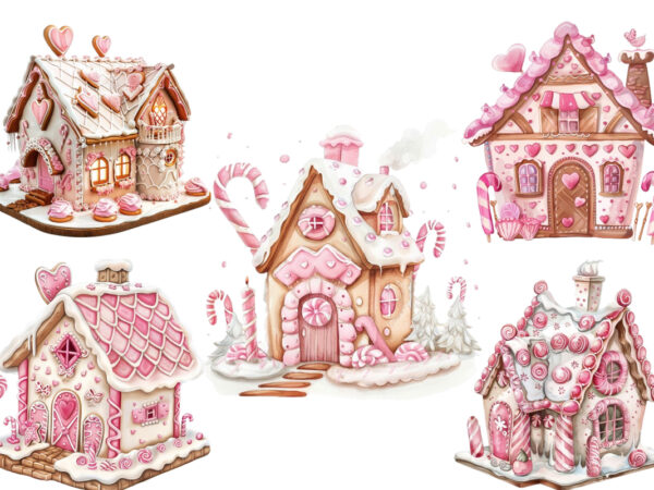 Sweet pink gingerbread house sublimation t shirt template vector