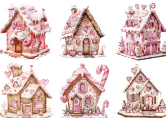 sweet pink gingerbread house sublimation t shirt template vector