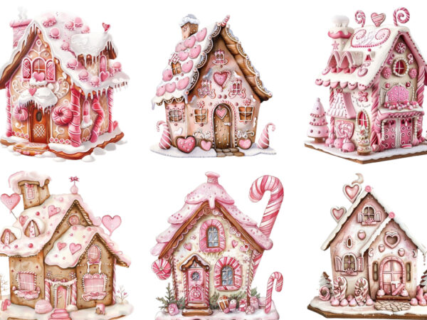 Sweet pink gingerbread house sublimation t shirt template vector