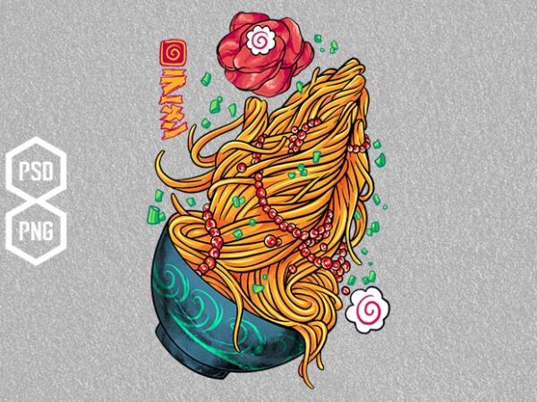 Praying ramen t shirt illustration