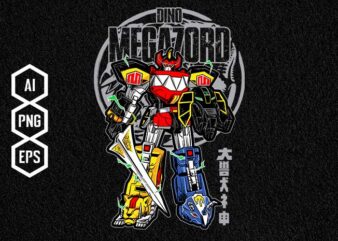 dino megazord t shirt vector illustration